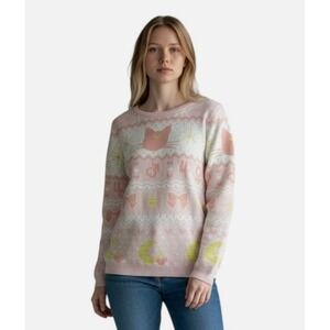 Sailor Moon Luna & Guardians Cat Box Lunch Exclusive Pink Gold Graphic Sweater M